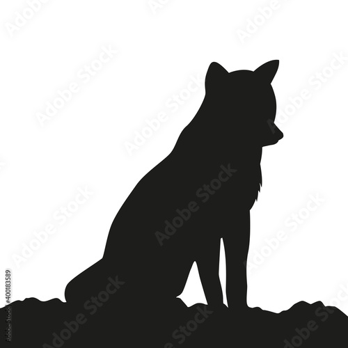 young wolf silhouette on white background vector illustration EPS10 © krissikunterbunt
