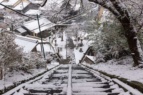 雪の八王子神社・恵那市明智町