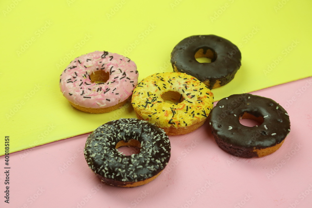 sweet donut with colored background sweet donut with colored background