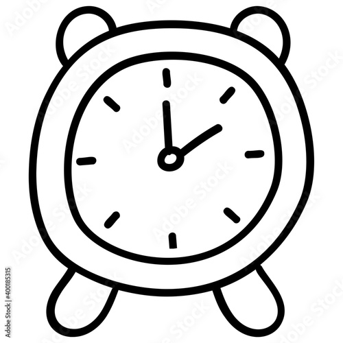 Icon of alarm clock in line design