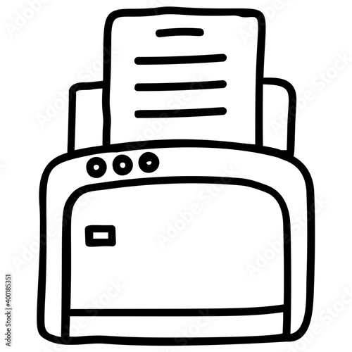 Printer, printing machine icon, line design.