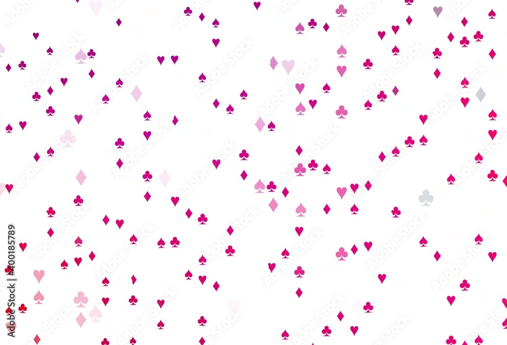 Light Purple, Pink vector background with cards signs.
