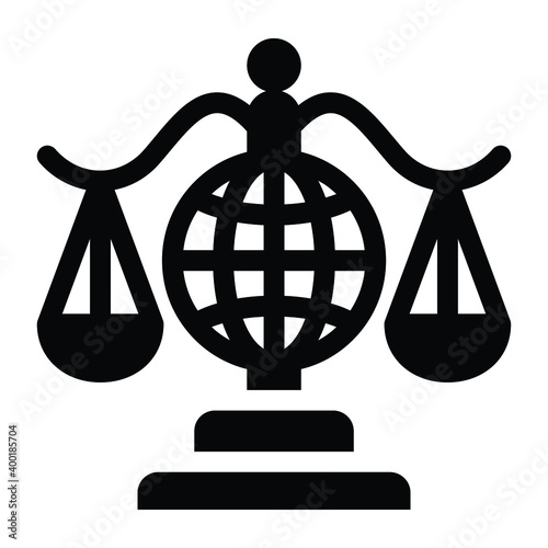 Global justice trendy glyph icon 