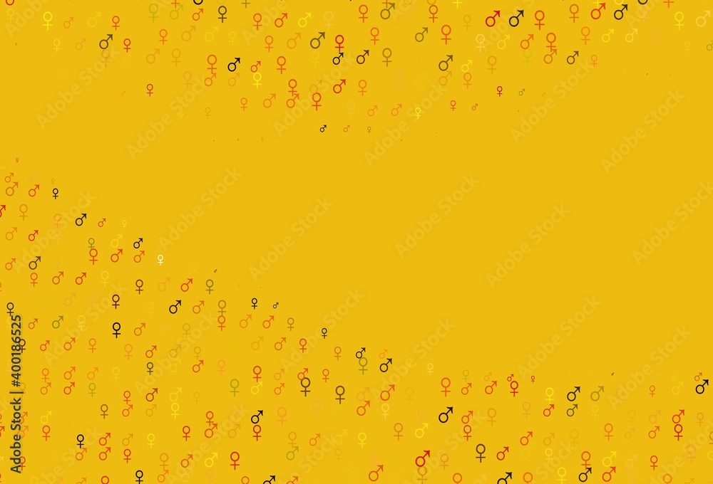 Light yellow, orange vector backdrop with gender signs.