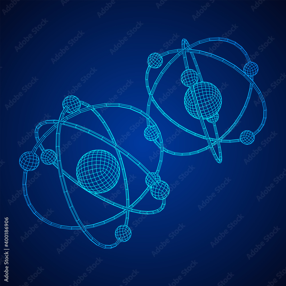 Planetary model of atom with nucleus and electrons Stock Vector | Adobe ...