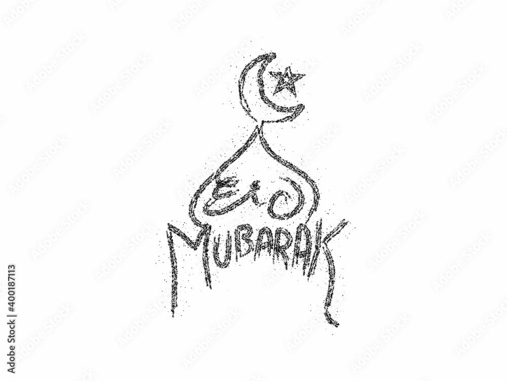 Obraz premium Eid Mubarak celebration- Mosque Particle Art Vector illustration.
