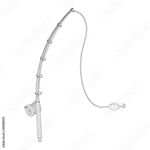Fishing rod with line sinker and hook
