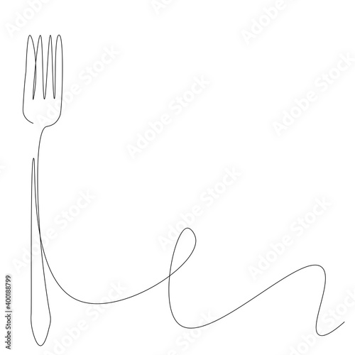 Fork silhouette on white background, vector illustration