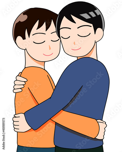 抱き合う　男性同士　イラスト
