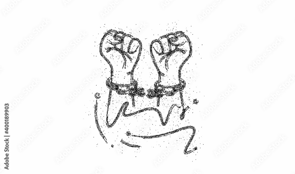 Obraz premium Broken handcuff Freedom concept, Particle Vector illustration.
