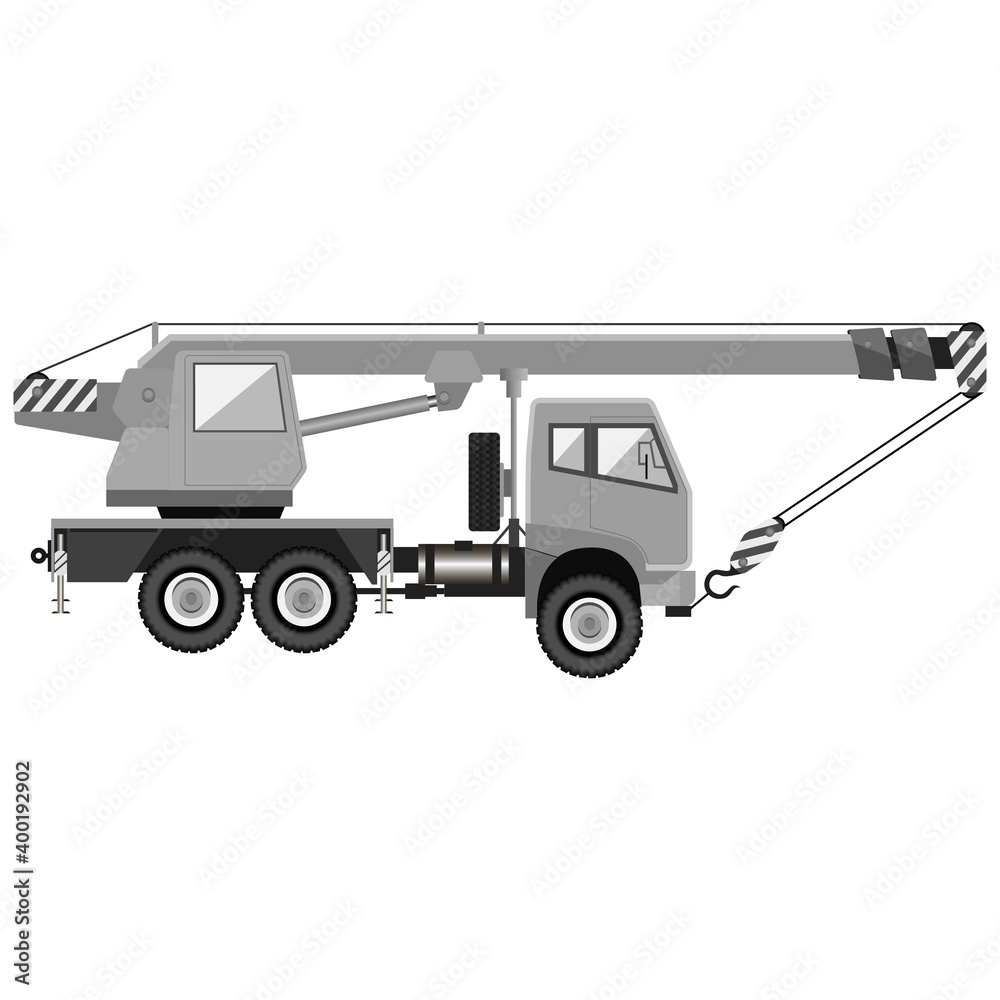 Mobile crane. Construction machinery. Industrial machinery. Vector illustration. Mobile crane. Construction machinery. Industrial machinery. Vector illustration.