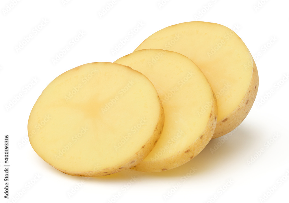 Potato slices isolated on white background,with clipping path.. Potato slices isolated on white background,with clipping path..