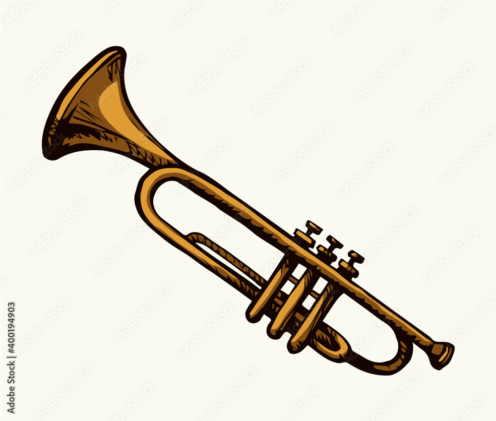 Musical instrument. Trumpet. Vector drawing Stock Vector | Adobe Stock Musical instrument. Trumpet. Vector drawing Stock Vector | Adobe Stock