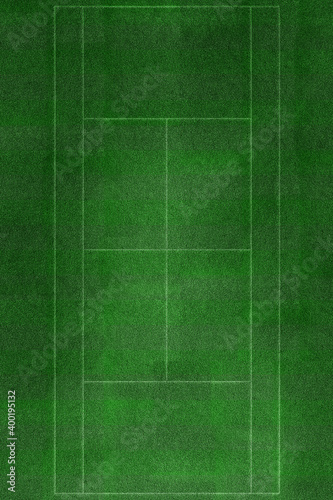 Cool aerial view of a green clay tennis court, playground top view or shot.