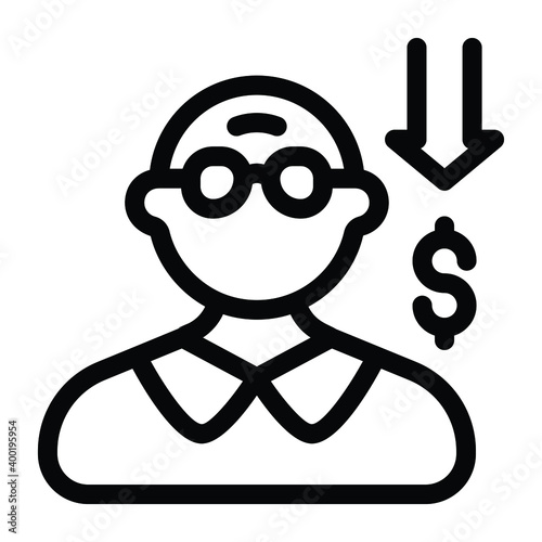 
Corruption in trendy glyph icon with  dollar sign 
