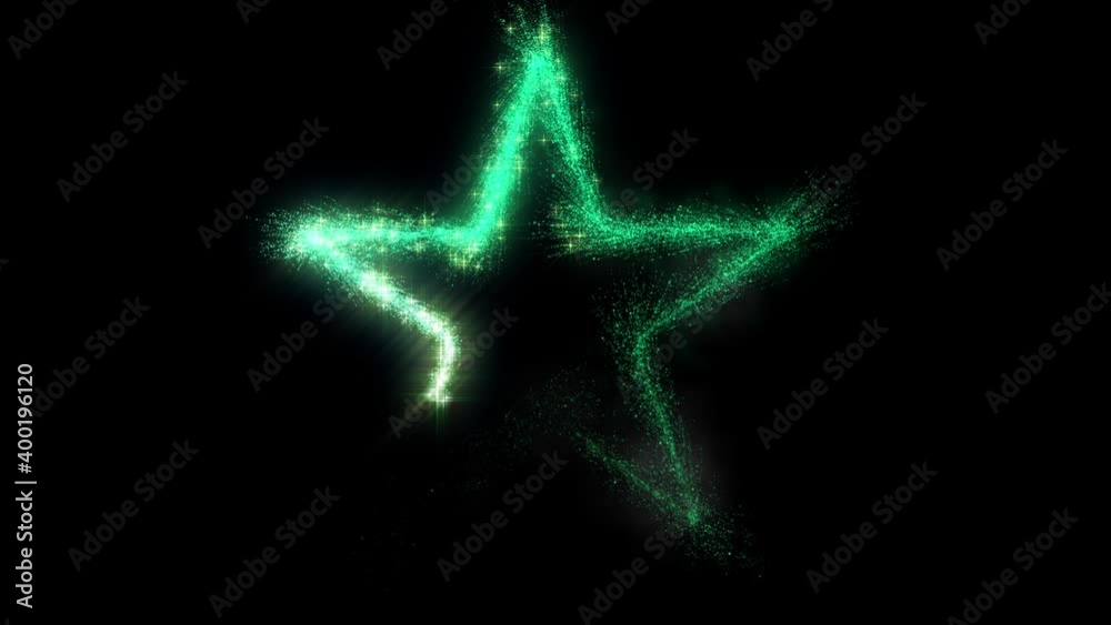 green star light streak trail particle animation