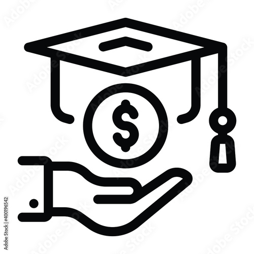 
Educational grant glyph icon with mortarboard 
