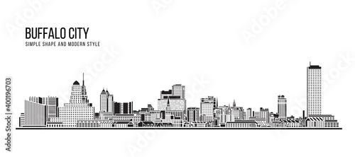Cityscape Building Abstract Simple shape and modern style art Vector design - Buffalo city
