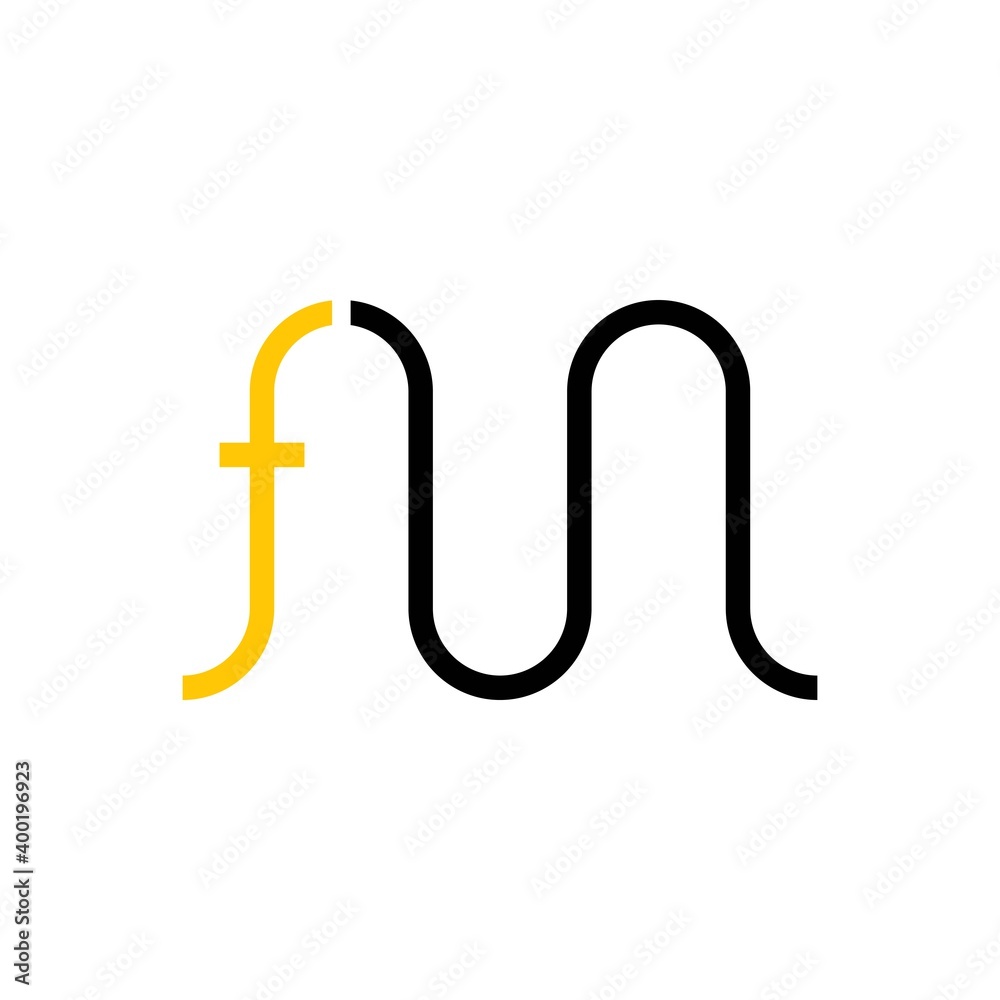 simple typography fm line vector logo