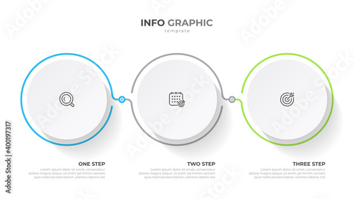 Circle infographic template. Business timeline concept with 3 options or steps. Vector illustration.