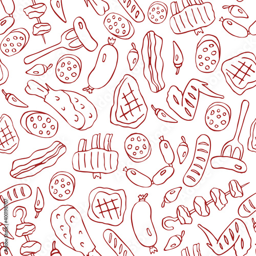 Seamless pattern with meat