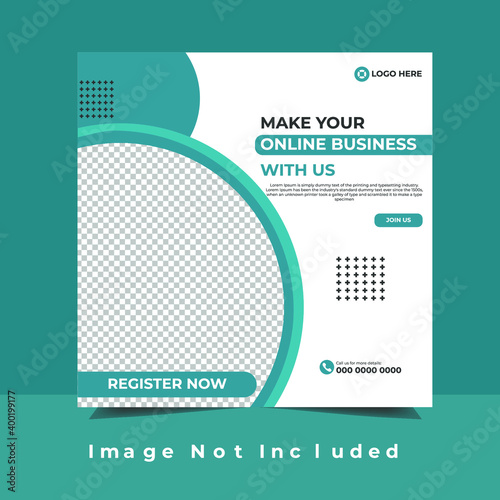 Post Template Digital Business Marketing Social Media Banner and square flyer poster. Editable Promotion corporate Web Banner Stories Ads photo