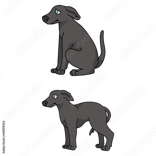Cute cartoon Greyhound puppy vector clipart. Pedigree kennel doggie for pet parlor mascot. Purebred domestic sighthound dog training for kennel club illustration. Isolated canine breed. 