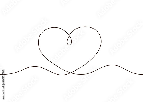 Love heart. Continuous editable black line drawing of heart, illustration of love concept. Help, care, support together, valentines day. Vector illustration