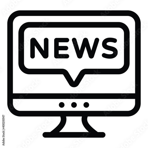 
Computer showing news word, glyph icon of online news 
