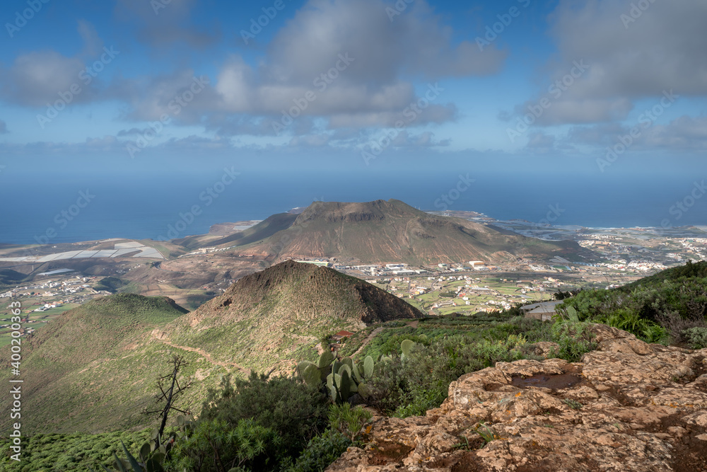 Landscape. View of Sardina del Norte from the Galdar mountains. Las Palmas. Canary Islands
