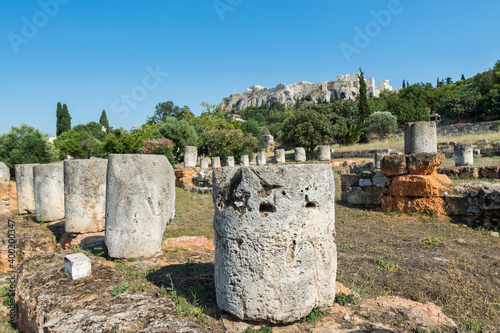 Remains of the bouleuterion in the Agora of Athens, Greece. photo