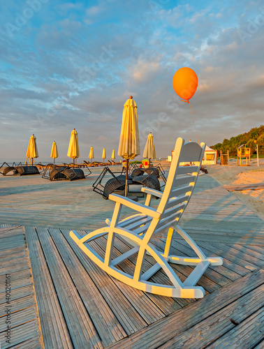 Summer morning at a sandy beach of the Baltic Sea