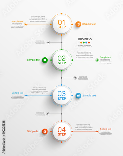 Business vector  infographic template with 4 steps.  Can be used for workflow layout, diagram, annual report, web design