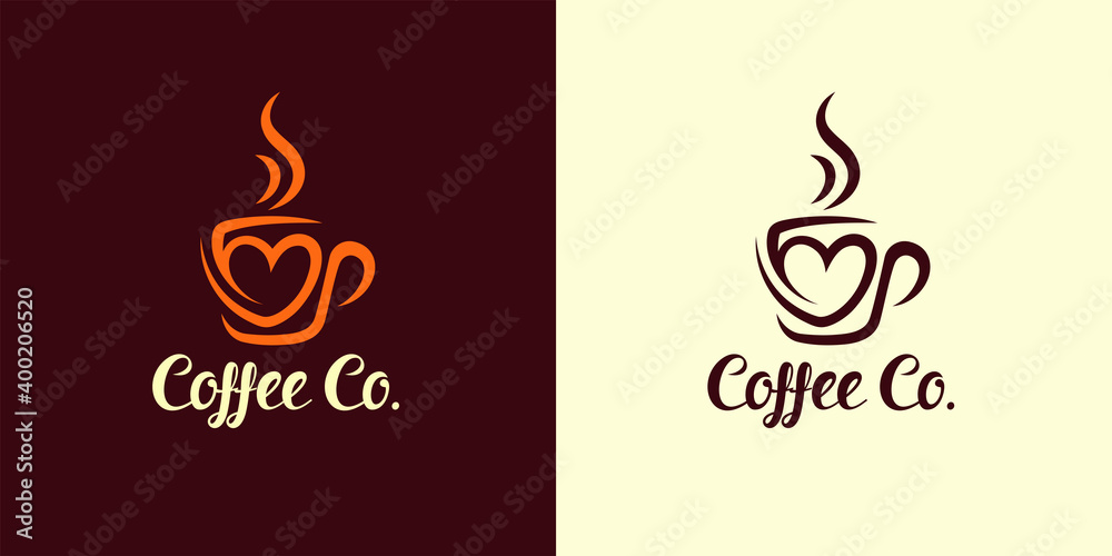 Coffee cup heart logo. Cafe mug icon. Latte cup symbol. Espresso hot drink  sign. Love cappuccino emblem. Vector illustration. Stock Vector | Adobe  Stock