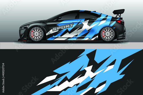 Decal Car Wrap Design Vector. Graphic Abstract Stripe Racing Background For Vehicle, Race car, Rally, Drift