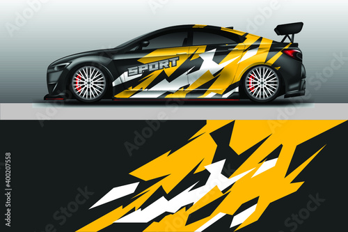 Decal Car Wrap Design Vector. Graphic Abstract Stripe Racing Background For Vehicle, Race car, Rally, Drift