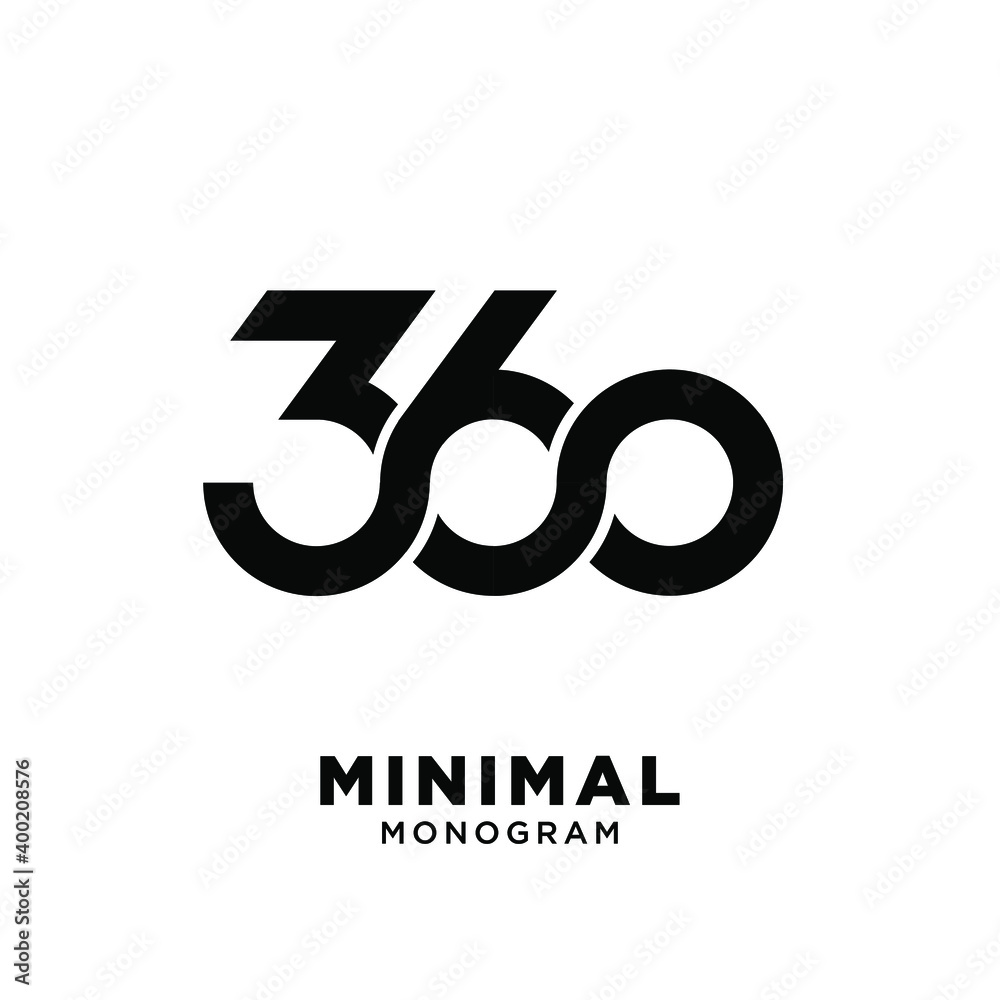 360 infinity number initial logo design - obrazy, fototapety, plakaty 