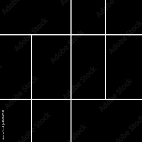 Creative vector Template Collage consisting of 10 frames for a photo of a square and rectangular shape.