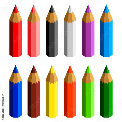 Colored pencil set flat vector isolated illustration