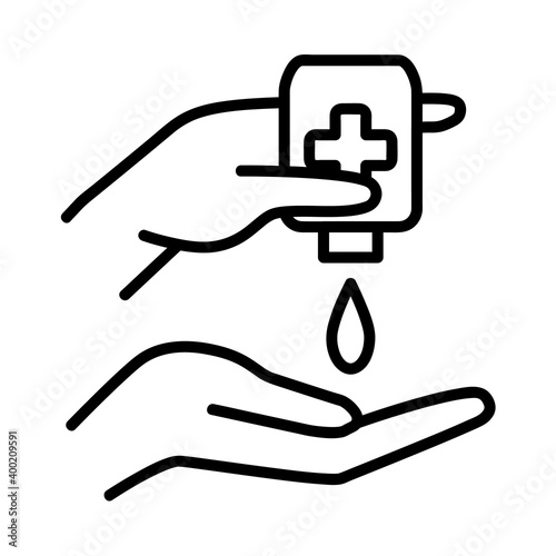 antiseptic liquid icon. Covid-19, 2019-nCoV in China, Wuhan. Isolated on white background. Vector illustration eps10. Sign or symbol © Ruslan