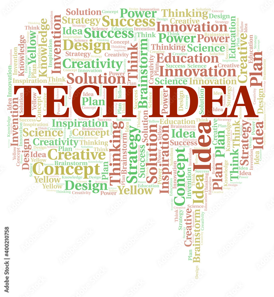 Fototapeta premium Tech Idea typography word cloud create with the text only.