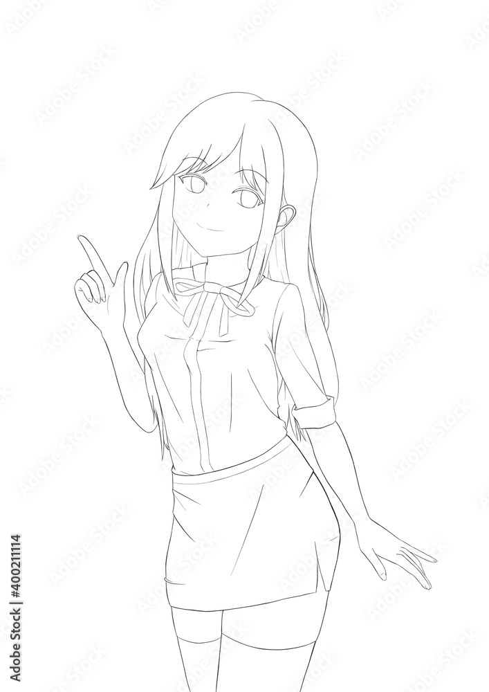 drawing anime girl long hair