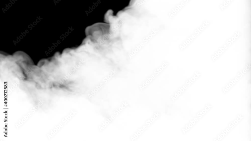 Pack of five smoke transitions. Mist, fog, vapor floating on black background. Atmospheric Haze effect. Luma Matt. Screen mode for blending. Stream, cloud motion. Realistic 4K footage