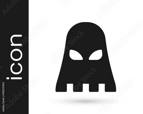 Black Executioner mask icon isolated on white background. Hangman, torturer, executor, tormentor, butcher, headsman icon. Vector.