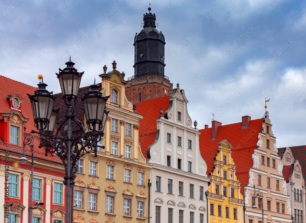 Obraz premium Wroclaw. Old colorful houses in the historical part of the city.
