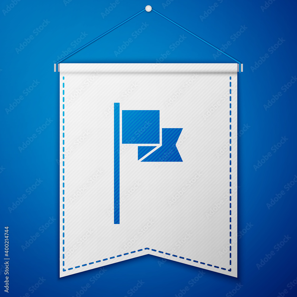 Blue Flag icon isolated on blue background. Location marker symbol. White pennant template. Vector. Blue Flag icon isolated on blue background. Location marker symbol. White pennant template. Vector.
