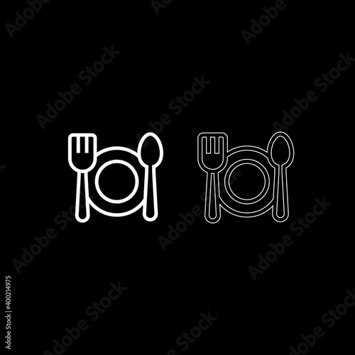 Set of outline calories vector icon.