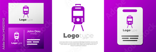 Logotype Tram and railway icon isolated on white background. Public transportation symbol. Logo design template element. Vector.