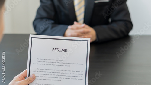 Business employment employers on-going Check the resume of job applicants. Concept of business hiring and human resource management concept recruiting work contract