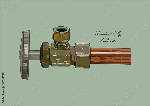 Vector Illustration of Water Shut Off / Shut Down Valve	